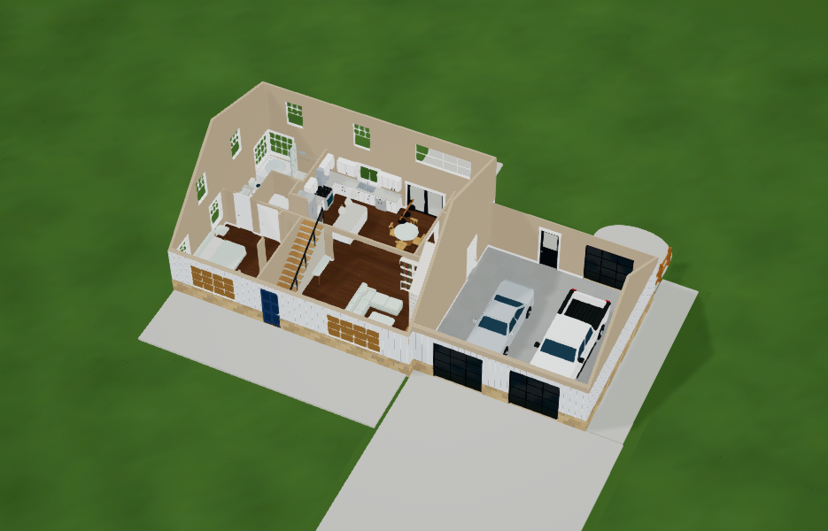 Easy Barndo Designer 3D cutaway with the roof hidden